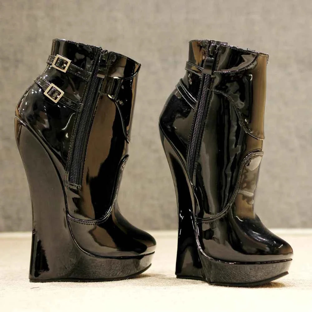 Unisex 18CM High Heel Wedge Platform Fetish Sexy Ankle Boots