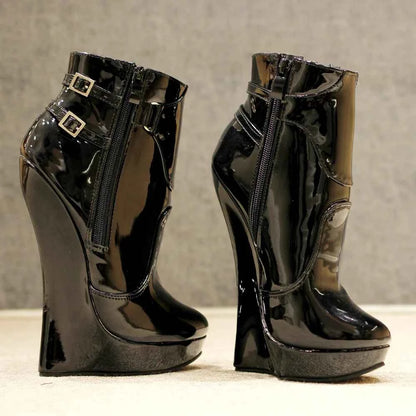 Unisex 18CM High Heel Wedge Platform Fetish Sexy Ankle Boots