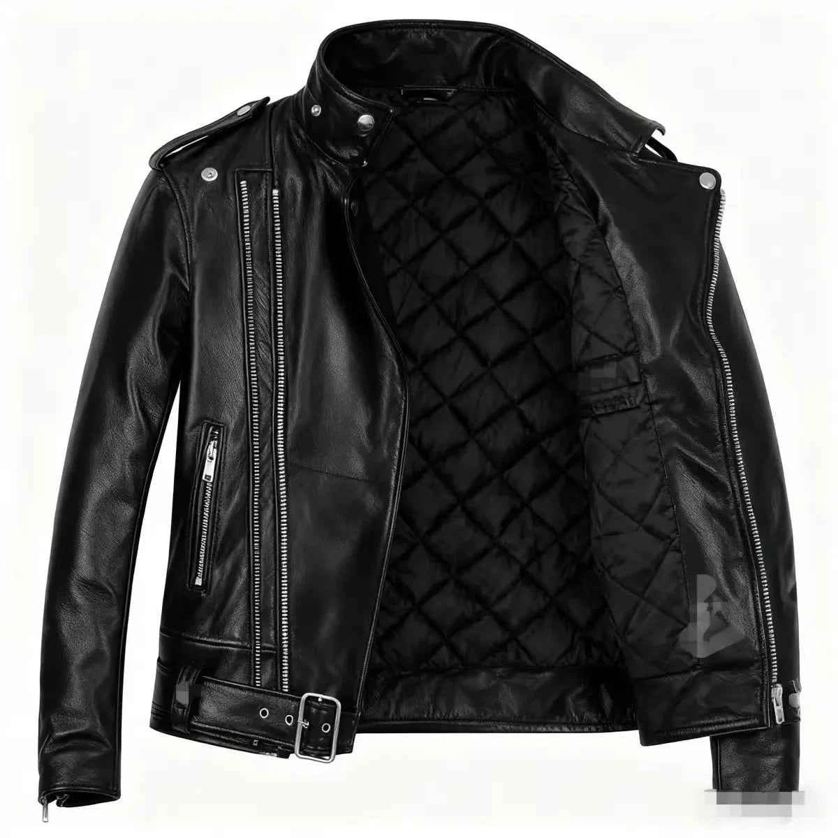Winter and Autumn Men's Oversized Button-down PU Leather Coat with Multiple Zippers Polo Jacket, with Many Zippers