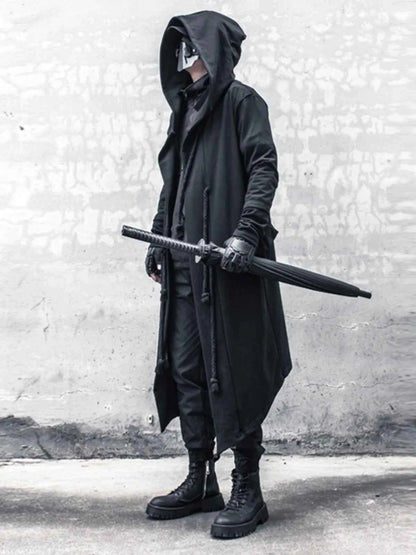 ARENS Men's Tide Spring Autumn Darkwear Warrior Large Size Windbreaker Gothic Style Long Coat Punk Cloak Hooded Wizard