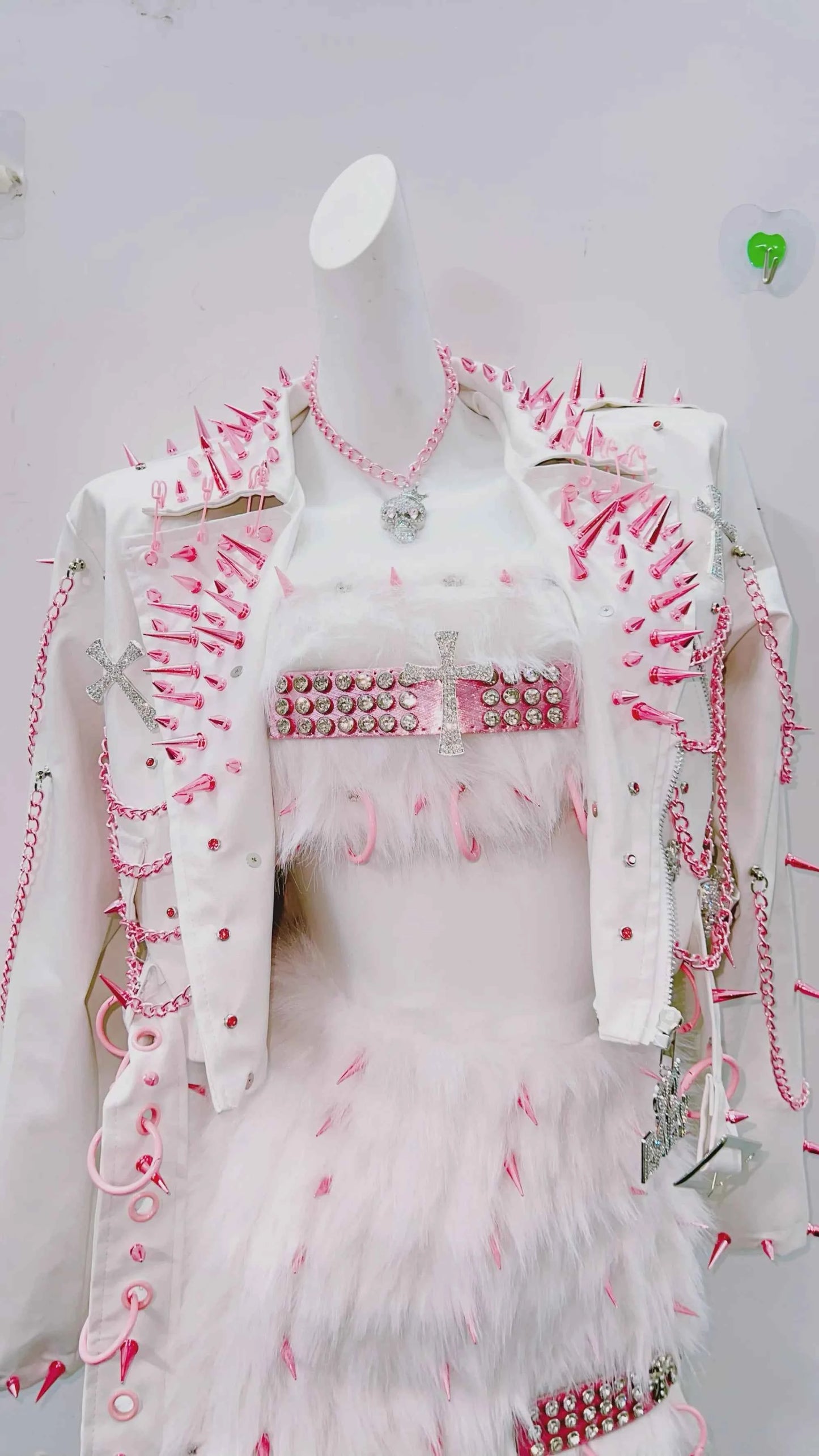 Y2K Gothic Cross Leather Jacket with Rivets | MUNSIEUR