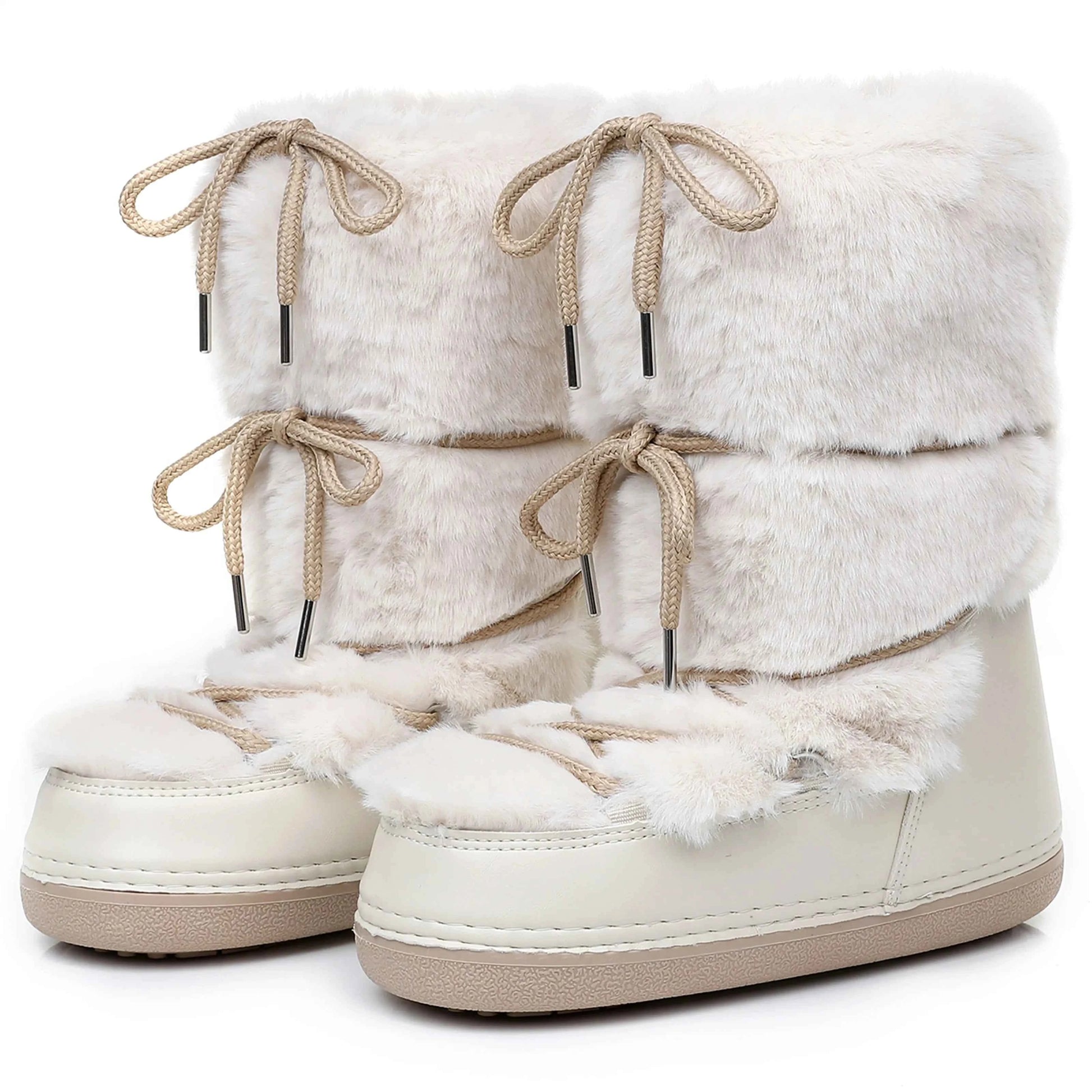 Fluffy Fur Boots 2025 Winter Fashion Sexy Faux Fox Fur Snow Boots Ladies Furry Warm Cotton Boots Female Outdoor Ski Boots