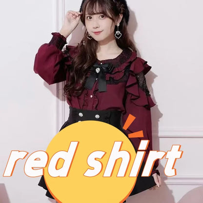 Y2K Japanese Style Blouse Elegant Long Sleeve