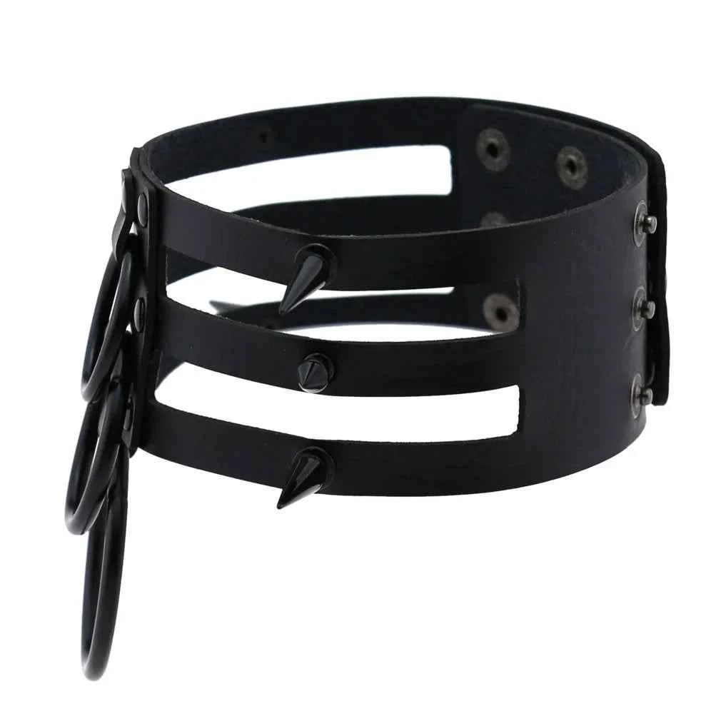 Fashion Women Men Black Rivet Leather Bondage Choker Necklace Punk Circle Spike Goth Collar Harajuku Necklaces Emo Witch Jewelry