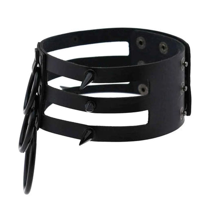 Fashion Women Men Black Rivet Leather Bondage Choker Necklace Punk Circle Spike Goth Collar Harajuku Necklaces Emo Witch Jewelry