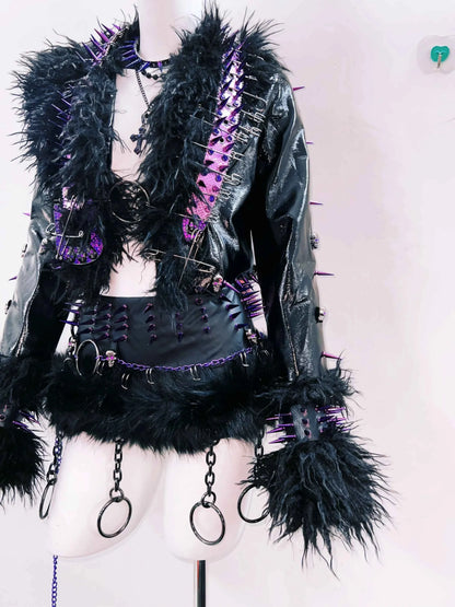 rivet Leather jacket Skull Leather jacket Gothic Leather jacket y2k Leather jacket Harajuku Leather jacket Unique Leather jacket