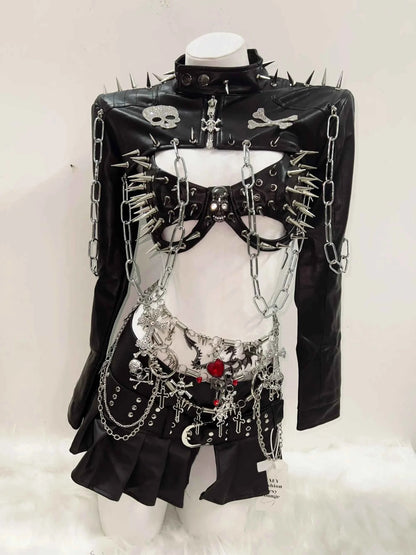 Rivets Jacket  vintage Jacket Punk Jacket y2k   Jacket y2k fashion Gothic Jacket harajuku fashion Cross Jacket Skull  Jacket