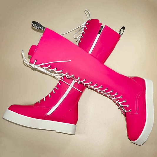 Winter Platform Pumps Big Size 49 Shoes Women Plus Size 50 Patent Leather Flat With Knee High Snow Boots Size 48 Chunky Sneakers