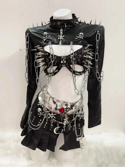 Rivets Jacket  vintage Jacket Punk Jacket y2k   Jacket y2k fashion Gothic Jacket harajuku fashion Cross Jacket Skull  Jacket