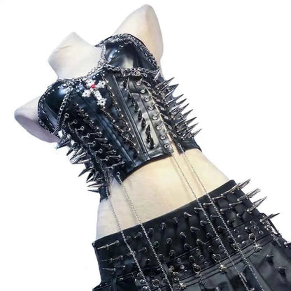 Grunge Emo Clothing ALT Punk Rock Clothes with Spikes Y2K Tops Festival Bra Teens Cyber Sexy Gothic Tank Goth T-shirt