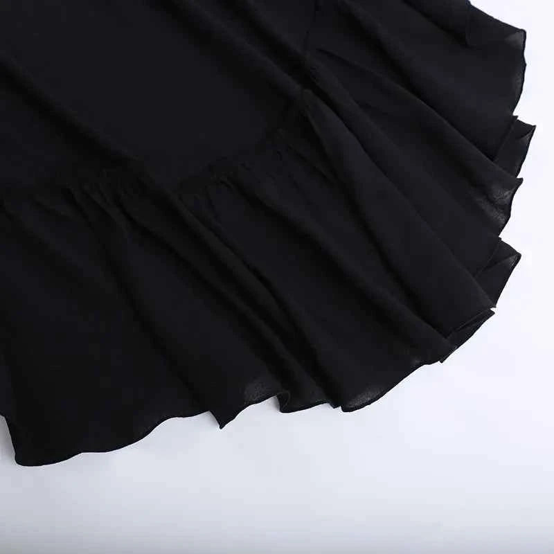 Goth Dark Kawaii Black Tiered Skirts 90S Retro Irregular Hem Party Bottoms Mall Gothic Women Fashion Dragging Skirt Alt Clothing