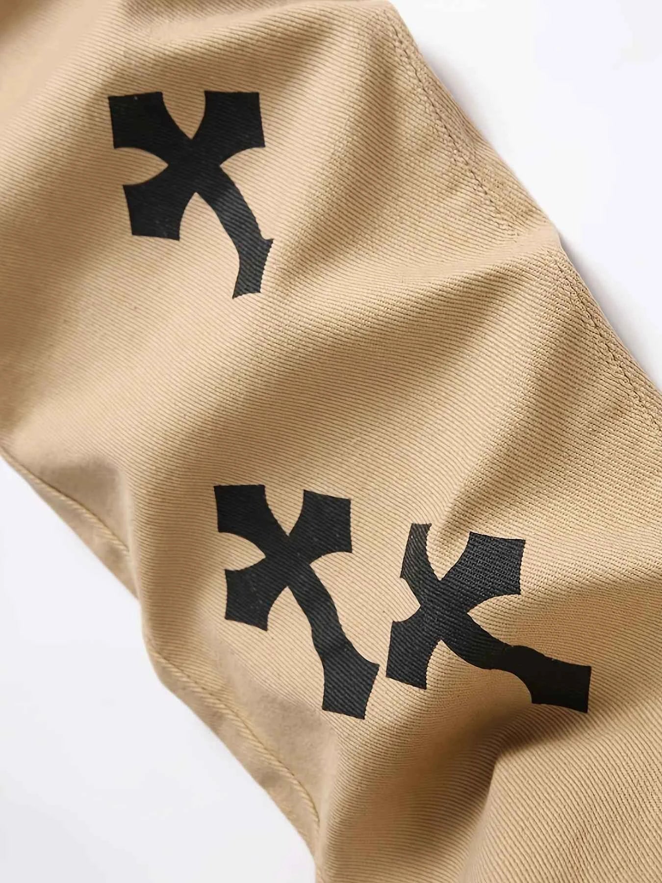 Men's cross print straight leg men's jeans