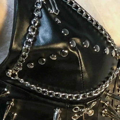 Grunge Emo Clothing ALT Punk Rock Clothes with Spikes Y2K Tops Festival Bra Teens Cyber Sexy Gothic Tank Goth T-shirt