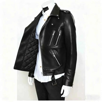 Winter and Autumn Men's Oversized Button-down PU Leather Coat with Multiple Zippers Polo Jacket, with Many Zippers