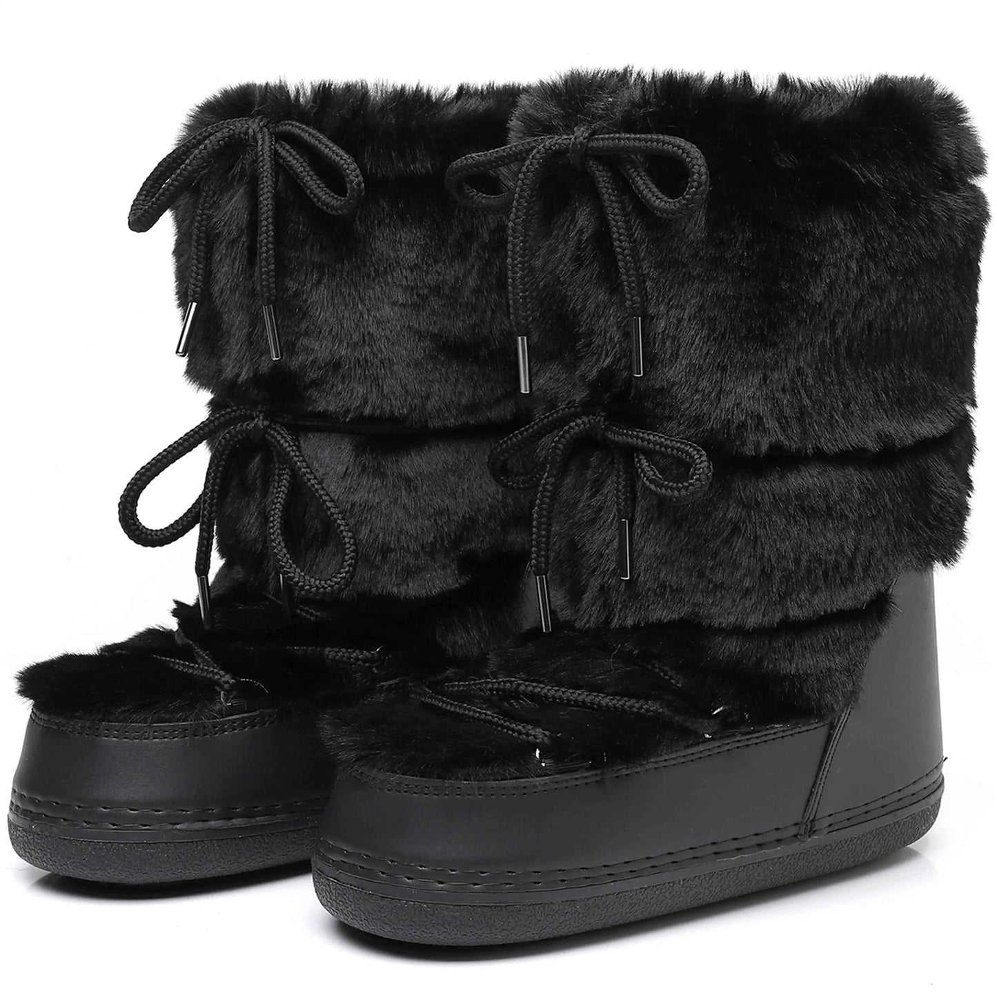 Fluffy Fur Boots 2025 Winter Fashion Sexy Faux Fox Fur Snow Boots Ladies Furry Warm Cotton Boots Female Outdoor Ski Boots