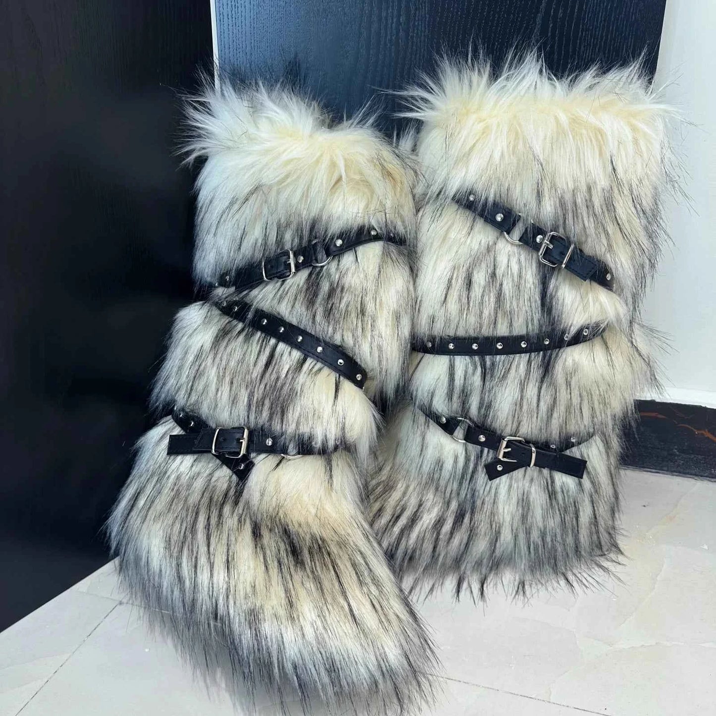 Winter Boots Women Faux Fur Snow Boots Warm Platform Long Boots Cute Plush Over Knee High Boots Y2K Girls Outdoor Furry Shoes