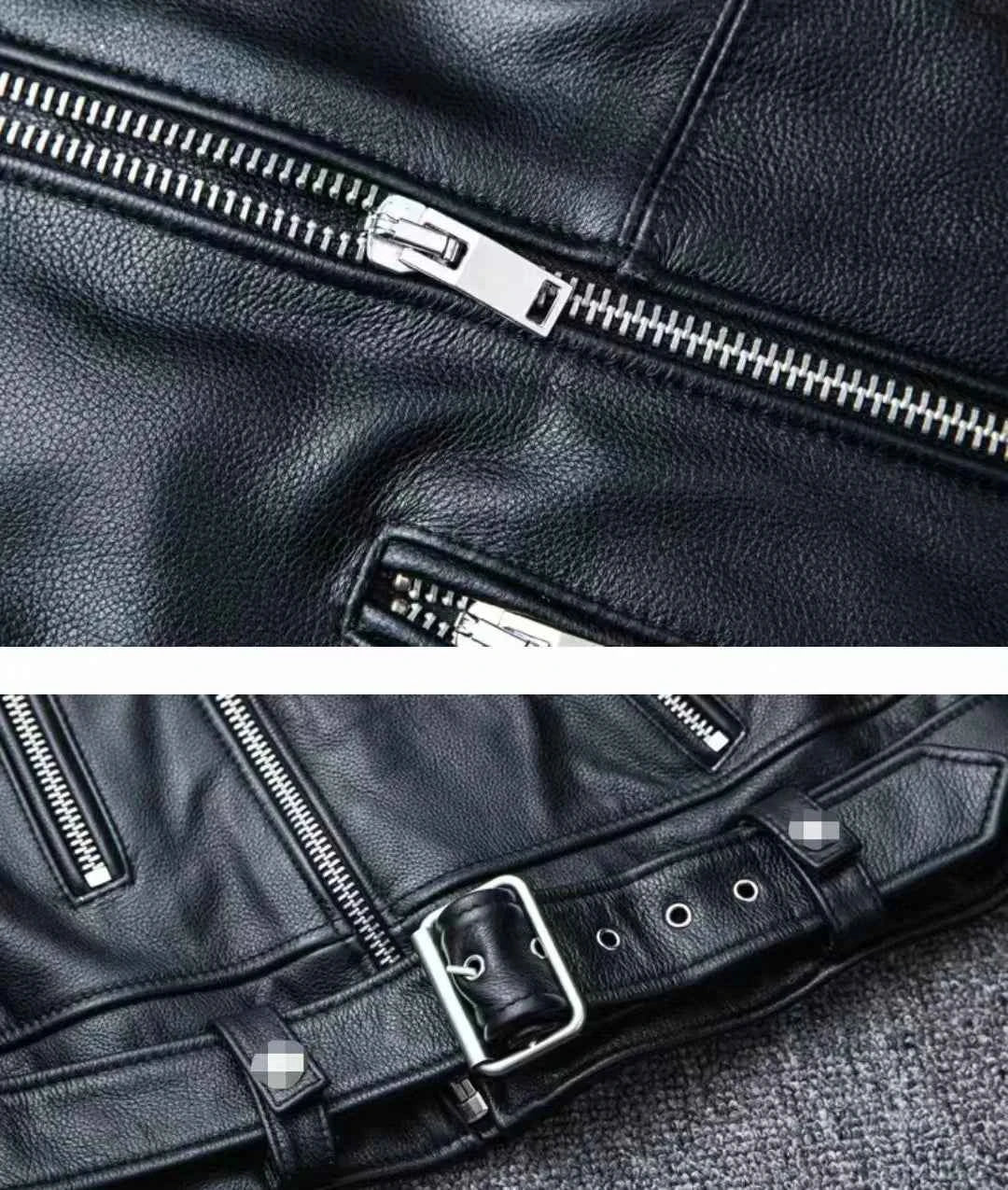 Winter and Autumn Men's Oversized Button-down PU Leather Coat with Multiple Zippers Polo Jacket, with Many Zippers