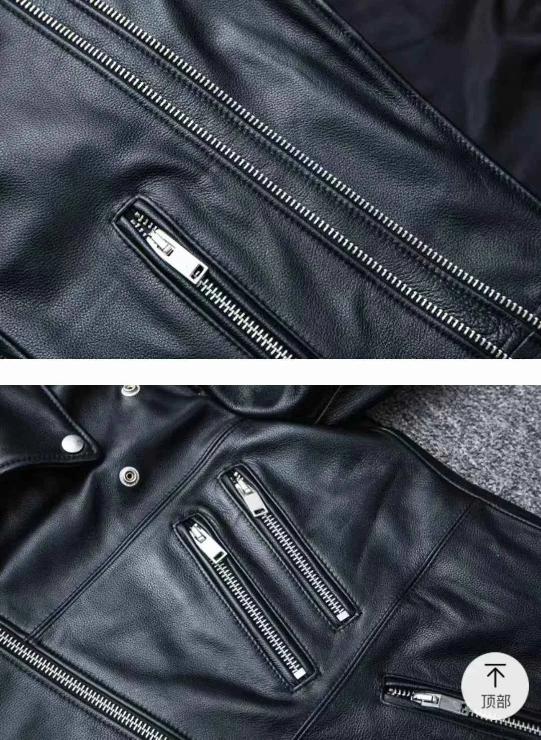 Winter and Autumn Men's Oversized Button-down PU Leather Coat with Multiple Zippers Polo Jacket, with Many Zippers