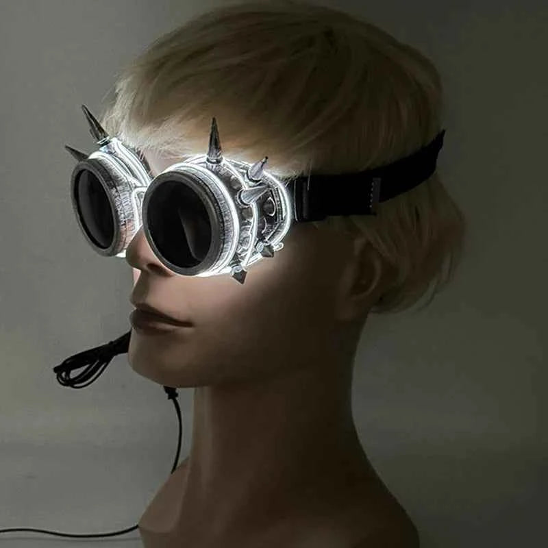 Cyberpunk Futuristic Luminous Cosplay Glasses Rave Cyber light up Goggles LED glowing glasses for man women dance show props