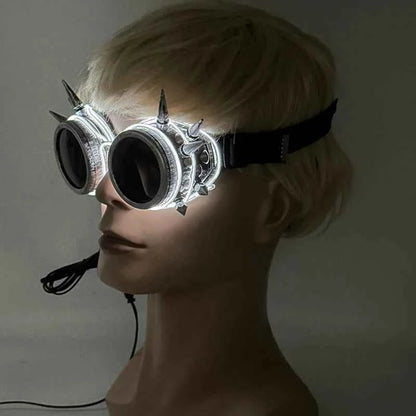 Cyberpunk Futuristic Luminous Cosplay Glasses Rave Cyber light up Goggles LED glowing glasses for man women dance show props
