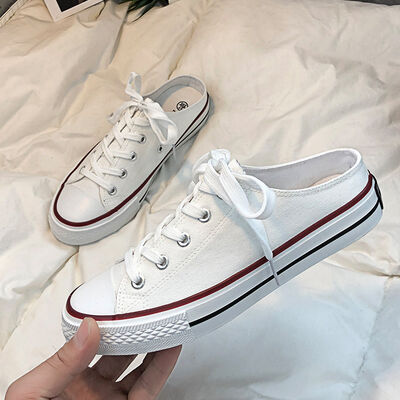 Round Toe Lace-Up Canvas Sneakers - Munsieur
