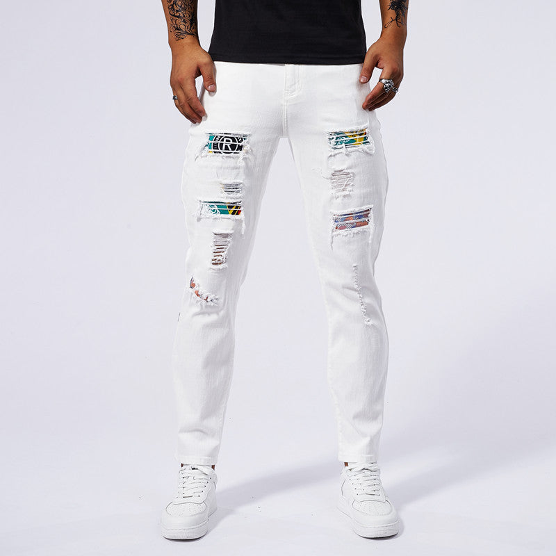 Hole Patched Washed Pants for Men
