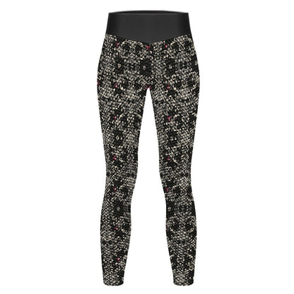Munsieur Custom Printed Honeycomb Textured Yoga Leggings for Women