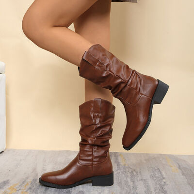 Pleated Pull-On Western Cowboy Boots - Munsieur