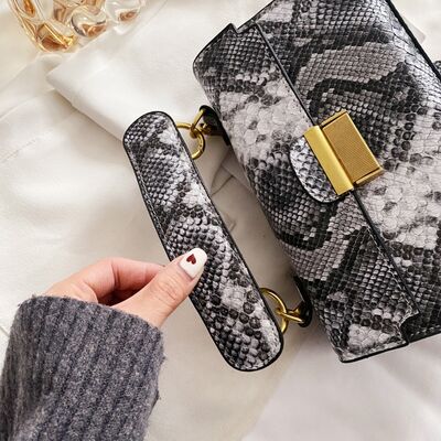 PU Leather Snakeskin Print Crossbody Bag - Munsieur