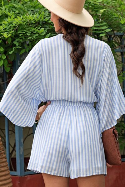Bow Striped Kimono Sleeve Romper - Munsieur