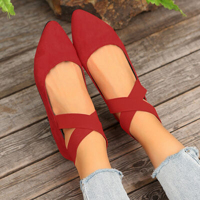 Crisscross Point Toe Flat Slip-Ons - Munsieur