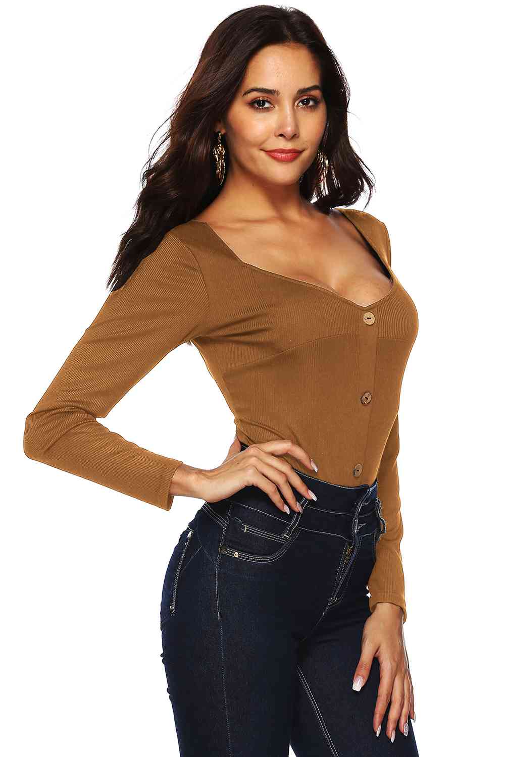 Button Detail Bodysuit - Munsieur