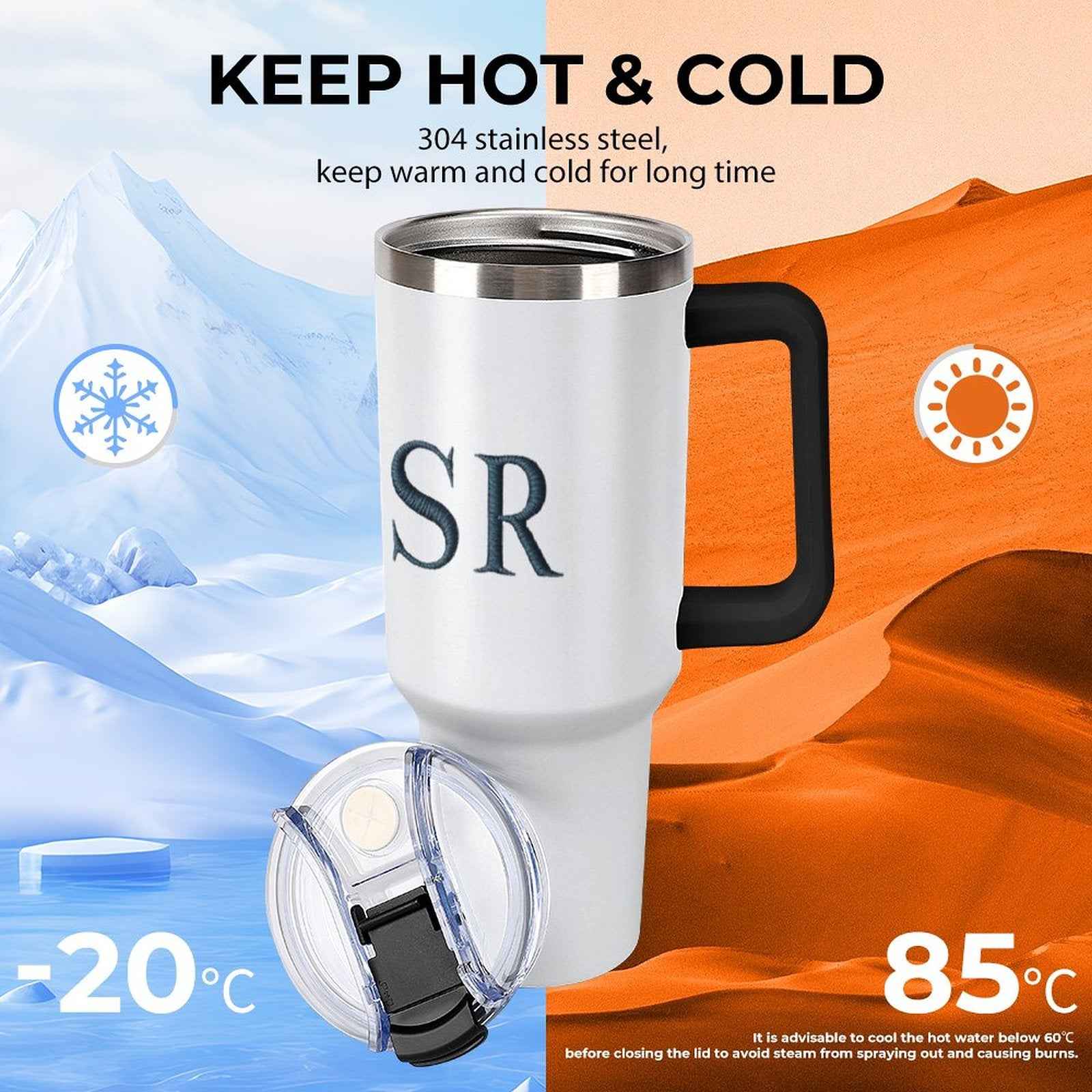 40oz Insulated Tumbler with Handle and Straw Munsieur Brand