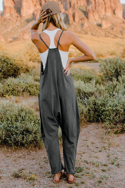 Double Take Full Size V-Neck Sleeveless Jumpsuit with Pockets - Munsieur