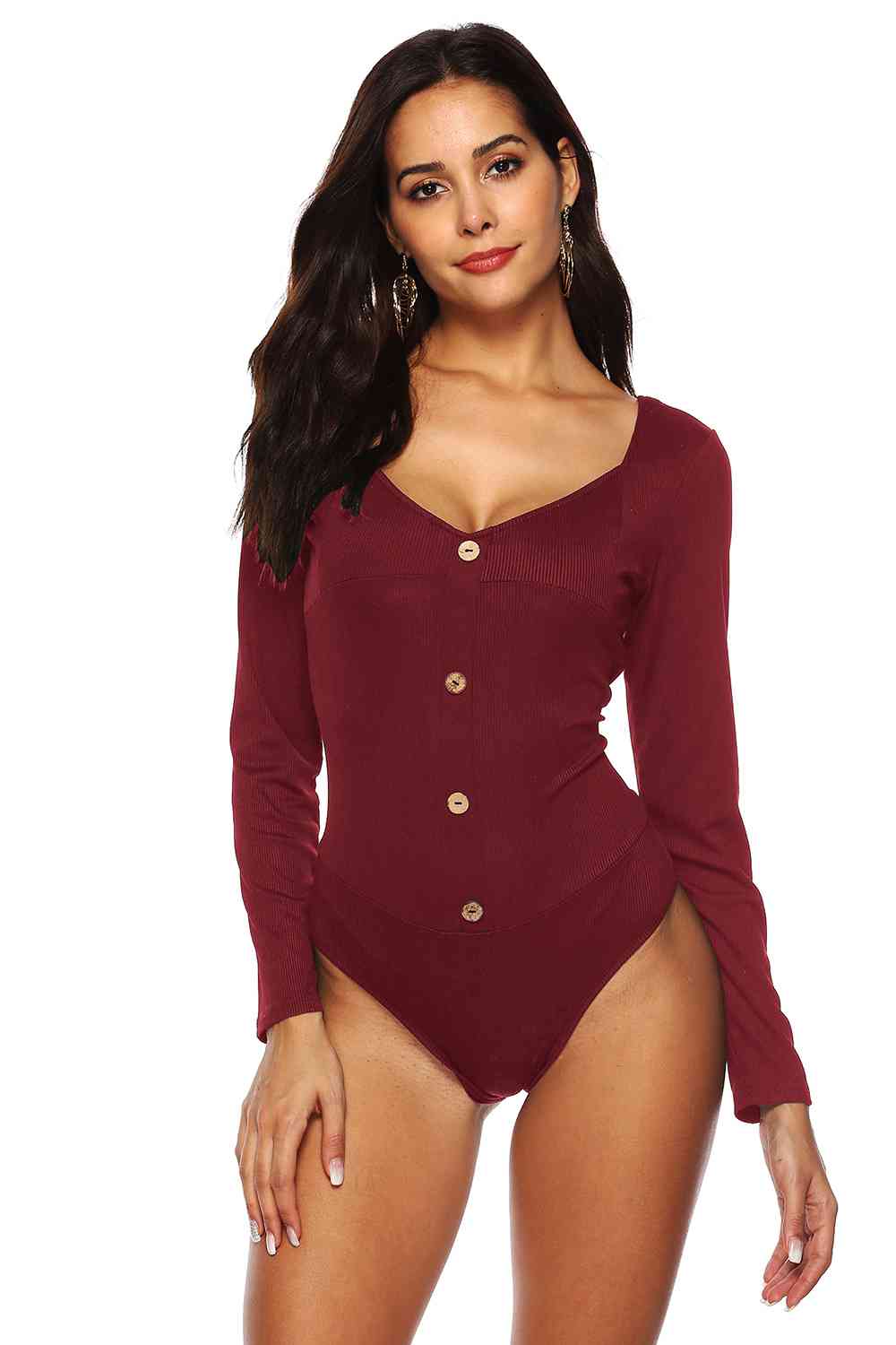 Button Detail Bodysuit - Munsieur