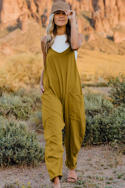 Double Take Full Size V-Neck Sleeveless Jumpsuit with Pockets - Munsieur