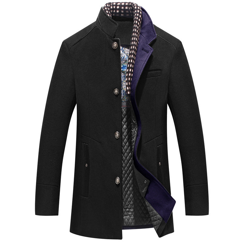 Men's Woolen Coat Thickened Collar Coat - Munsieur