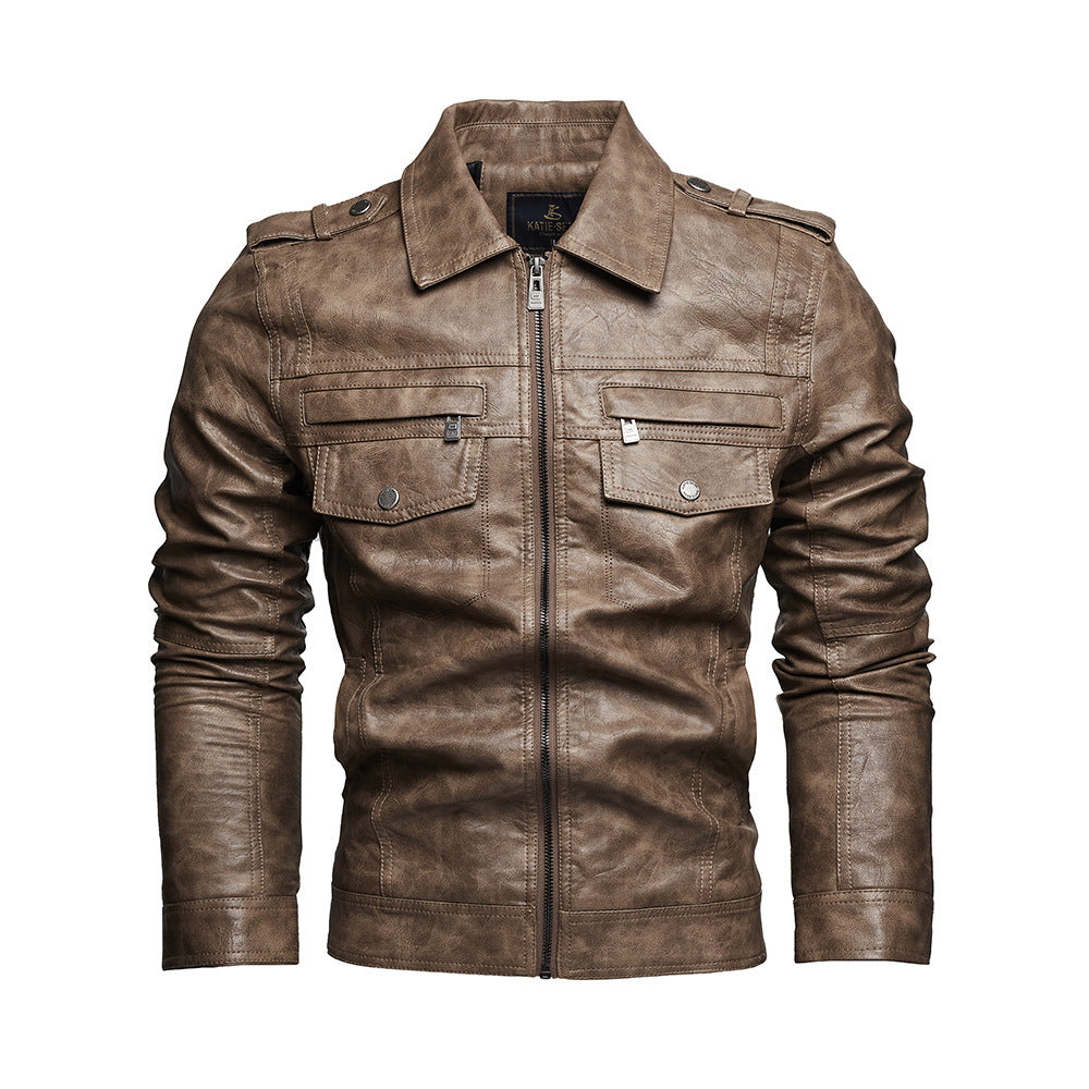 Men's Lapel Fashion Casual Men's Clothing Leather Coat Motorcycle Style - Munsieur
