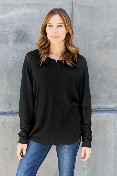 Double Take Full Size Round Neck Long Sleeve T-Shirt - Munsieur