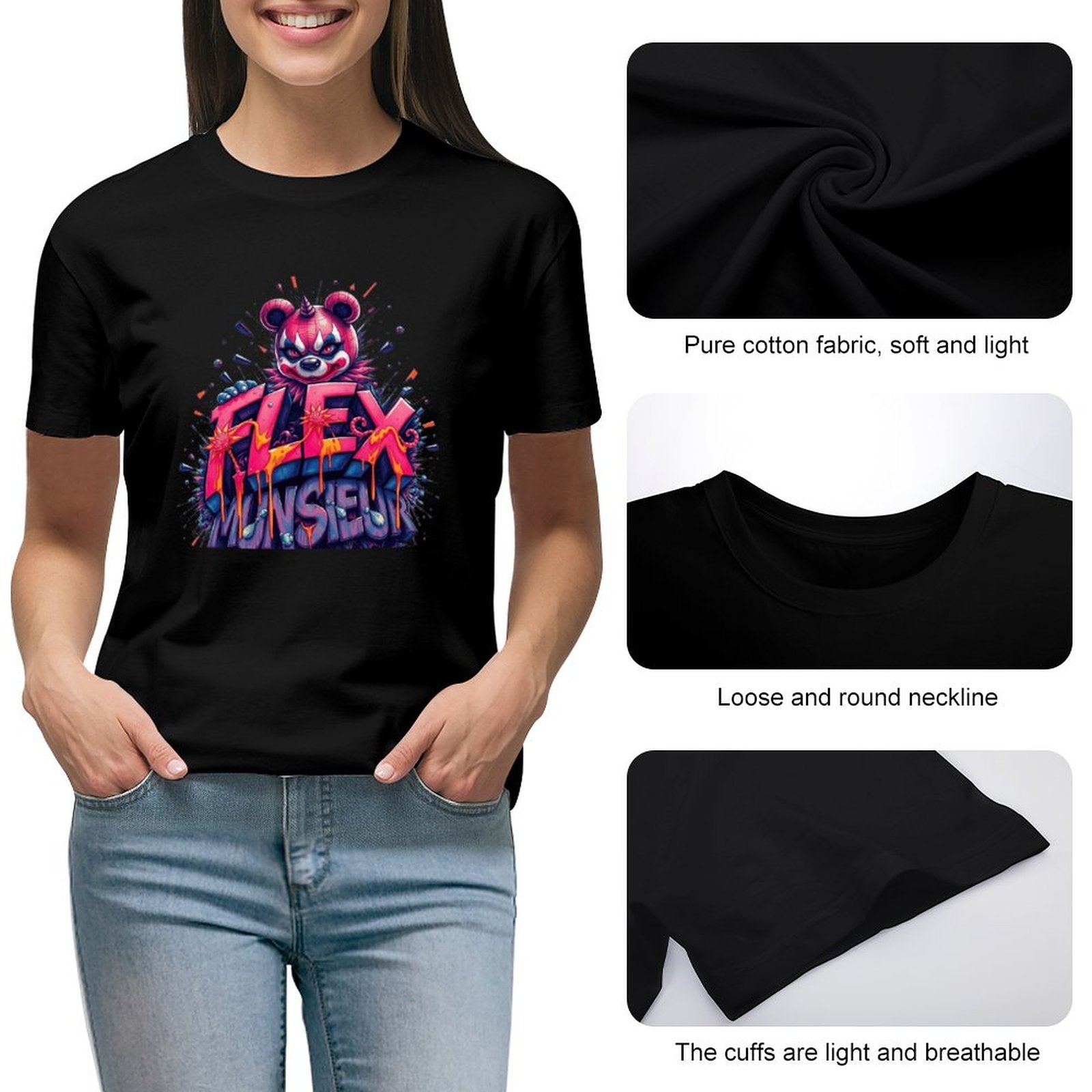 **Sale** Women's Munsieur T-shirt "Flex" Streetwear for Her