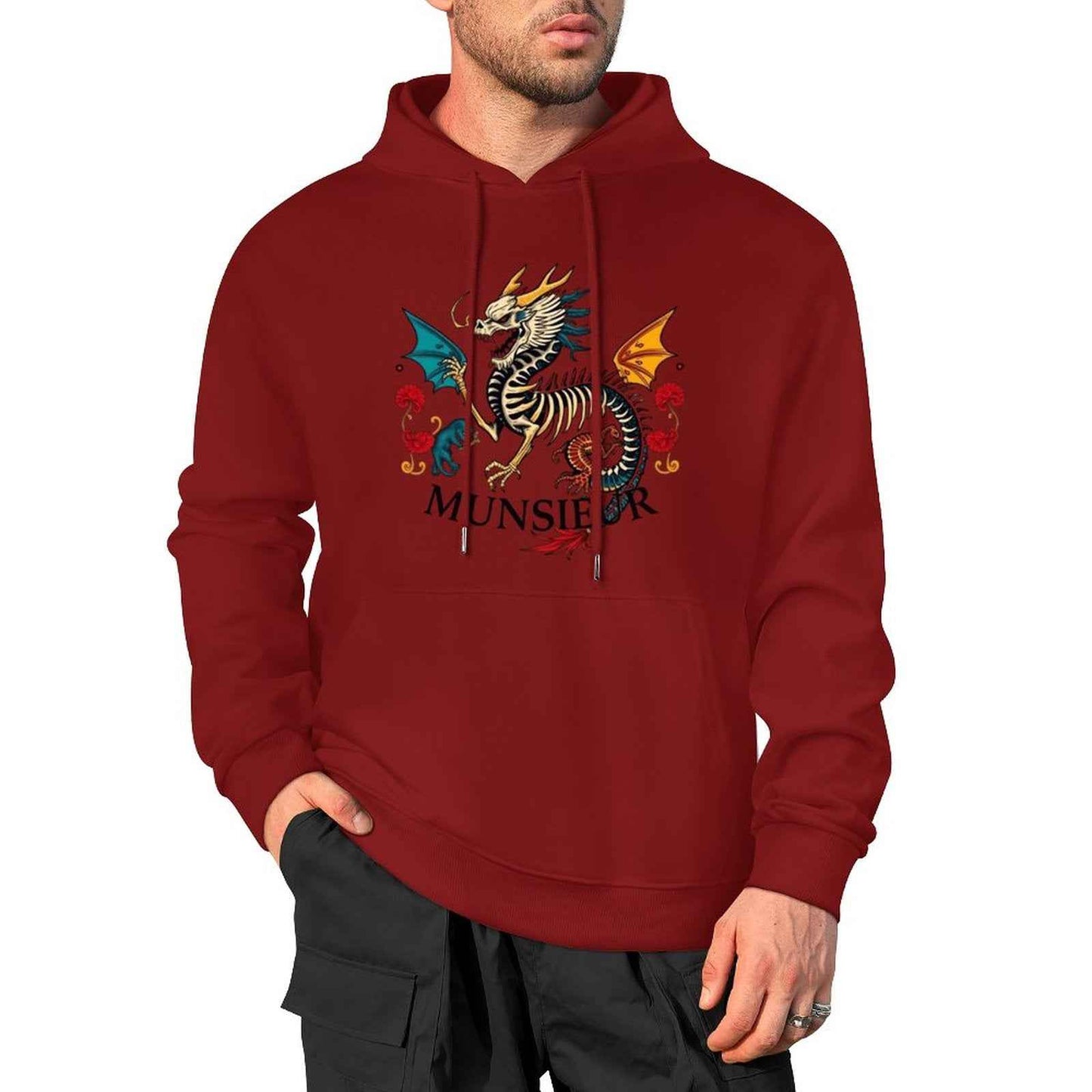 Munsieur Inferno Crest: Dragon Hoodie for Men - Munsieur