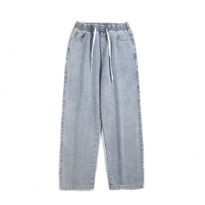 Men's Elastic Waist Loose Straight Drooping Mop Pants