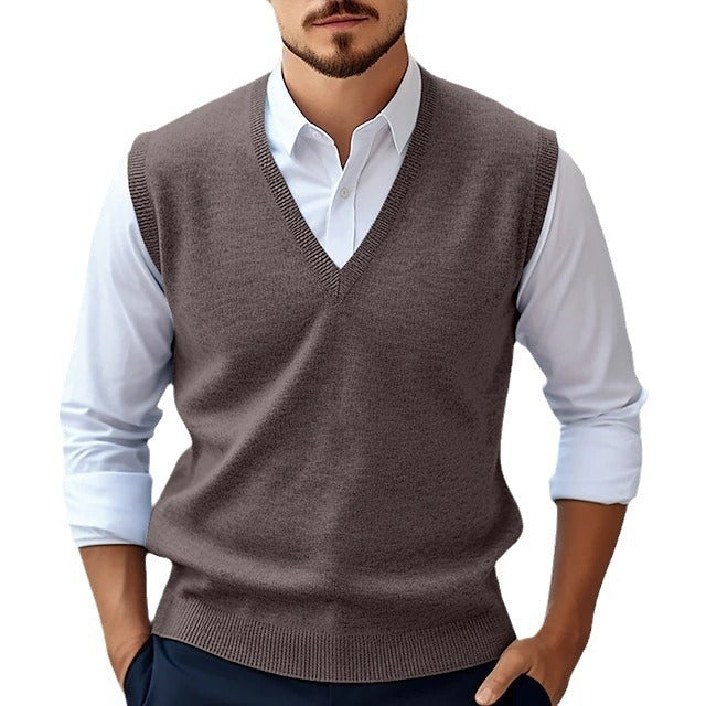 Men's Sleeveless Hoodie Vest Casual Solid Color And V-neck - Munsieur