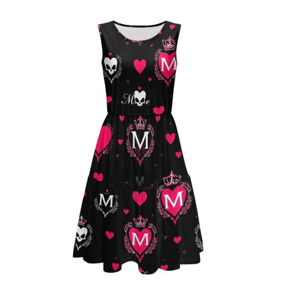 Women's sleeveless round neck patchwork skirt