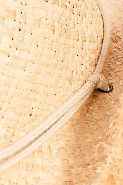 Fame Adjustable Strap Raw Hem Weave Hat - Munsieur