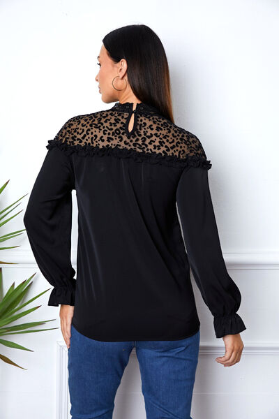 Leopard Frill Flounce Sleeve Blouse - Munsieur