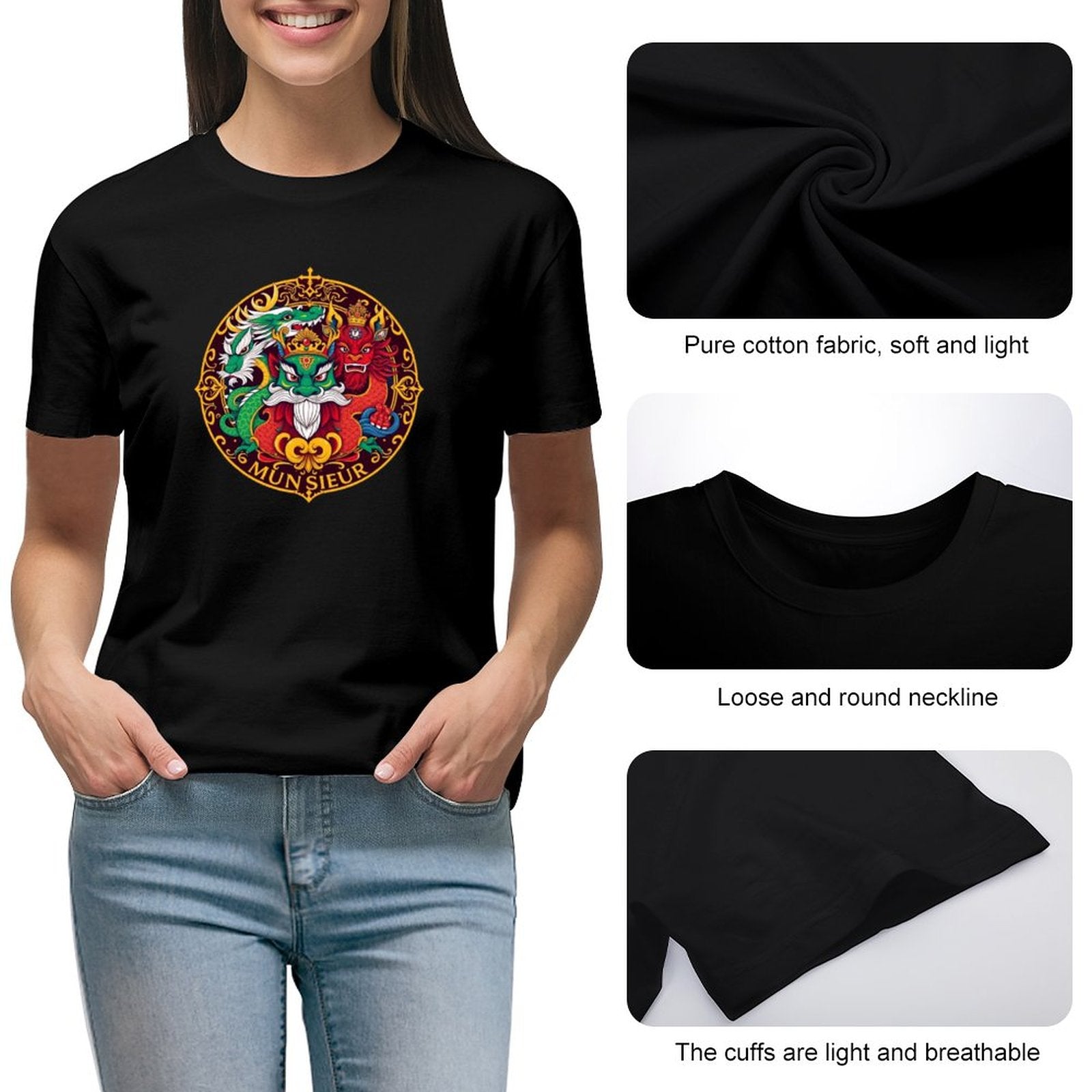 Munsieur T-Shirt for Women: Lightweight, Breathable, and Ultra-Stylish for Her - Munsieur