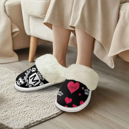 Cotton slippers with fur edges