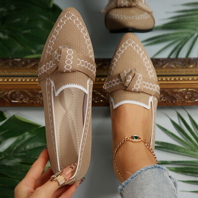 knitted Slip-On Flats with Bow - Munsieur