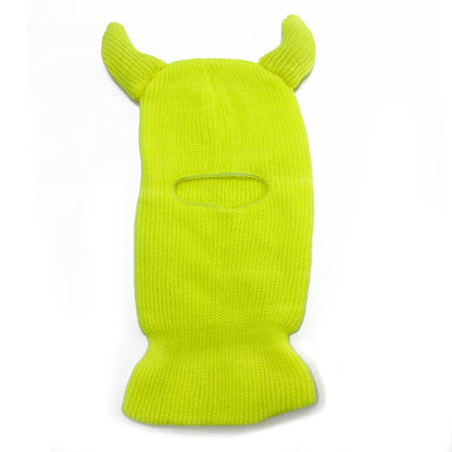 Halloween Wool Hat Mask Horn Single Hole